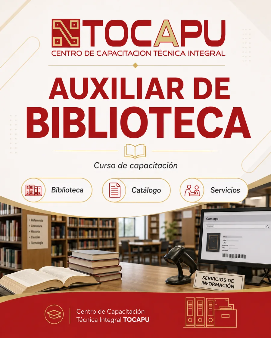 Flyer de Auxiliar de Biblioteca